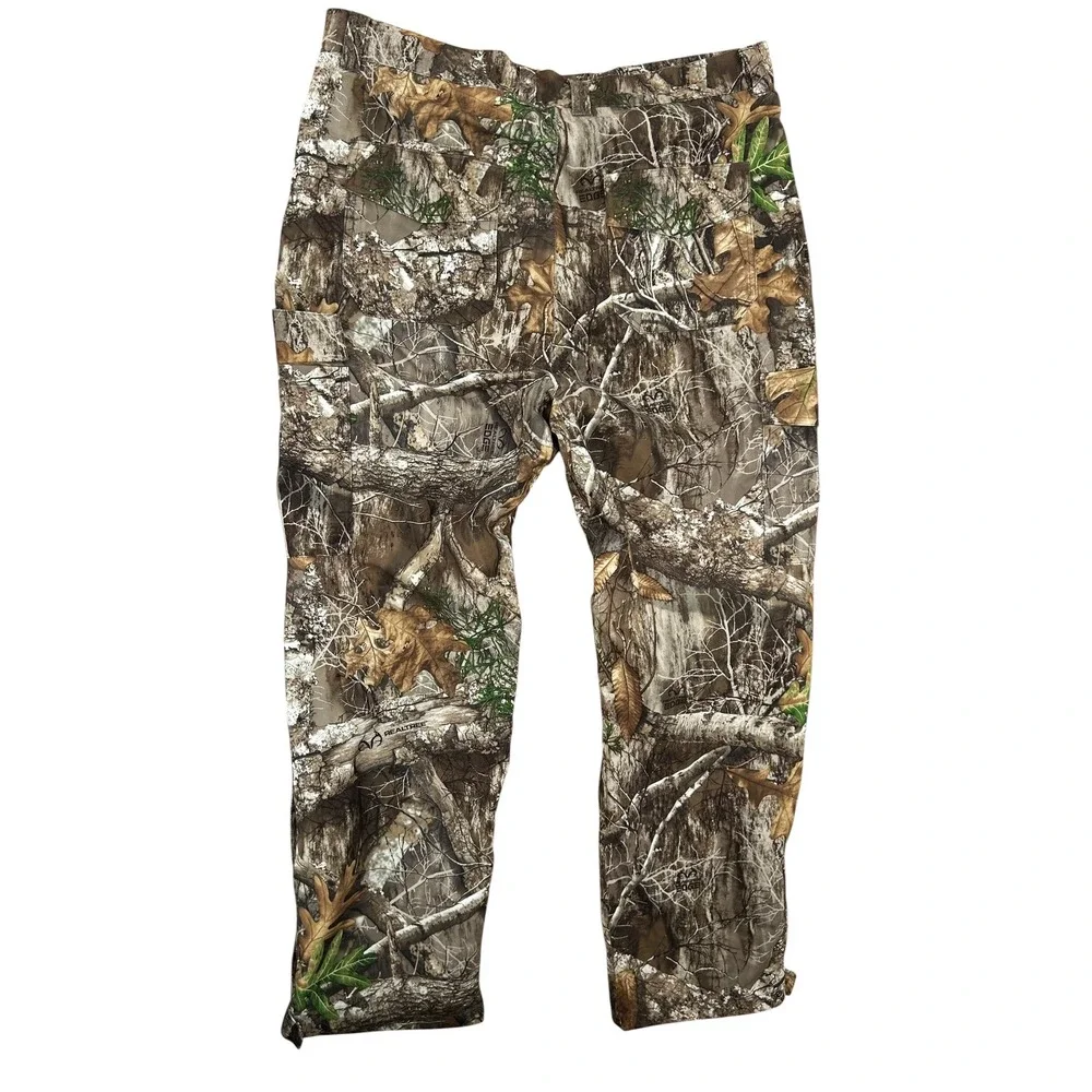 Huntworth Mens Camo Hunting Pants Realtree Edge Cargo Mesh Lined Large